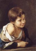 Bartolome Esteban Murillo A Peasant Boy Leaning on a sill oil painting picture wholesale